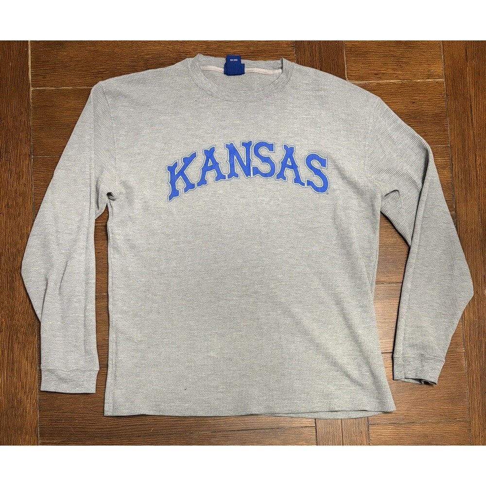 Vintage Kansas Jayhawks KU Men’s Size XL Long Sleeve Thermal Waffle Knit Shirt